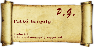 Patkó Gergely névjegykártya