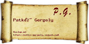 Patkó Gergely névjegykártya